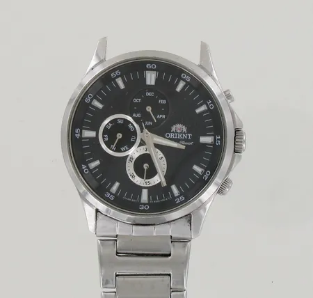 Teräsrannekello Orient, quartz, RG00-CO-A CA, käytön jälkiä, ranneke viallinen, taulun Ø 41mm