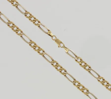 Figaro-kaulaketju, käytön jälkiä, pituus 44,5cm, 750, paino 10,3g