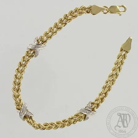 Timanttiranneketju 6xn.0.005ct, pituus 190mm, 585, paino 5,6g