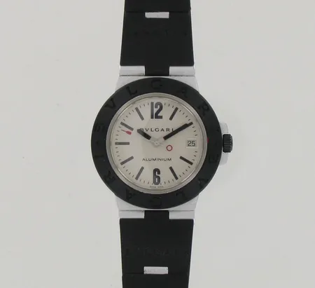 Rannekello Bvlgari Aluminium Automatic kumirannekkeella, Taulun Ø 38mm, ref.AL38A, sarjano.L4215 