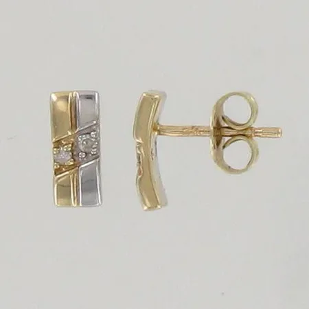 Timanttikorvakorut 4xn.0.005ct, korkeus 9mm, 585 valko- ja keltakulta, paino 1,5g
