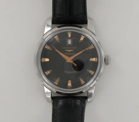 Teräsrannekello Longines Automatic Conquest, nahkarannekkeella, taulun Ø 40mm, ref.L1.645.4, sarjano.34214651, laatikko ja paperit kelloliike A.Pulkkinen 2010