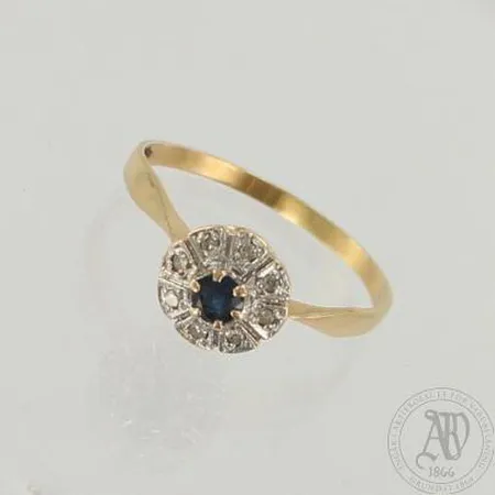Kivisormus timanteilla 8xn.0.005ct, koko 20½, 585br, paino 2,3g 