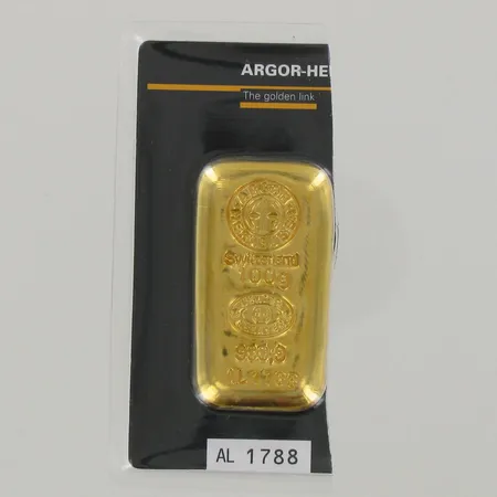 Kultaharkko Argor-Heraeus, numero AL 1788, 999, 9, paino 100g