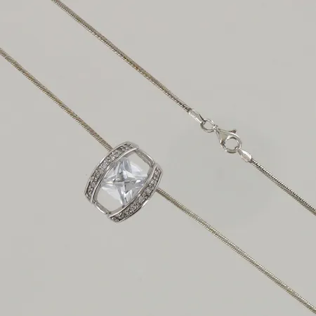 Käärmekaulaketju kiviriipuksella, riipuksen korkeus 15mm, ketjun pituus 42cm, 925br, paino 12,5g 