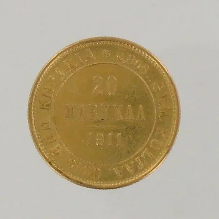 Kultaraha, Suomi 20 mk, vuodelta 1911, 900, paino 6,4g