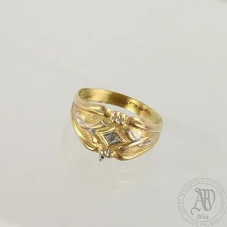 Timanttisormus 1xn.0.005ct, käytön jälkiä, koko 18, 585, paino 2,1g