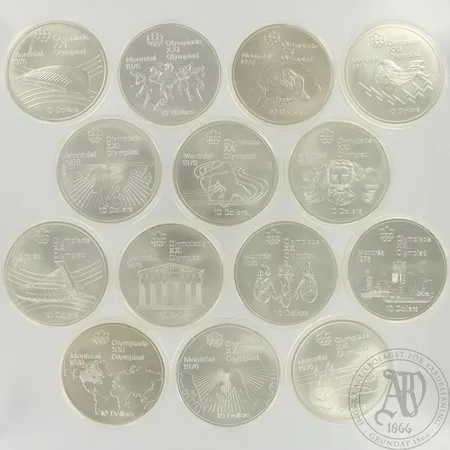 14 juhlarahaa, 10 Dollars Montreal 1976 Olympiade XXI, vuosilta 1973, 1974,1975 ja 1976, 925, paino 680,4g