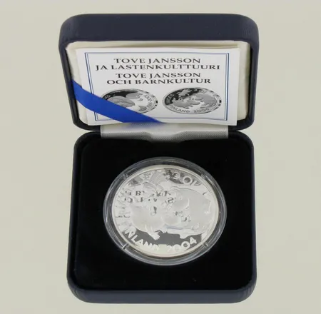 Juhlaraha Tove Jansson ja lastenkulttuuri, 10 euroa, laatikko ja todistus, 925, paino 27,4g