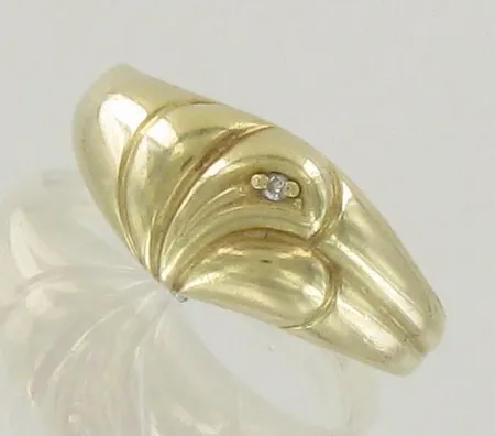 Timanttisormus 1xn.0.005ct, koko 14¾, käytön jälkiä, 585, paino 1,2g