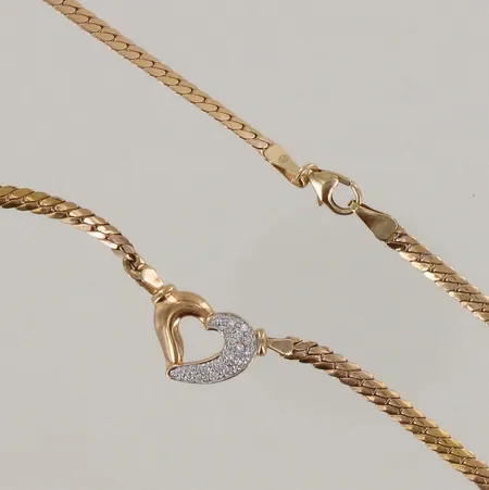 Timanttikaulakoru, 15xn.0.01ct, pituus 42cm, 585, paino 5,4g