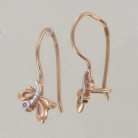 Kivikorvakorut, korkeus 18mm, 585 valko-ja keltakulta, paino 0,8g