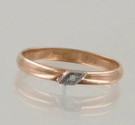 Timanttisormus 1x.0.01ct, koko 17¼, 585, paino 1,6g