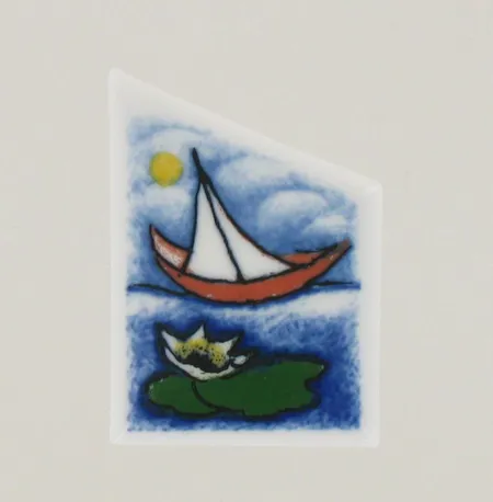 Keramiikkarintaneula, mitat 62x44mm, design Heljä Liukko-Sundström