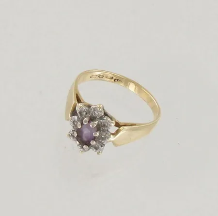 Timanttisormus kivellä 8xn.0.005ct, koko 17, 585, paino 3,2g