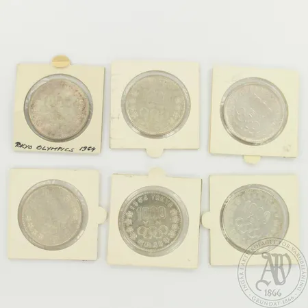 Kuusi juhlarahaa, 1964 Kesä Olympialaiset Tokyo, 1000 Yen, 925, paino 120g