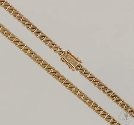 Panssarikaulaketju, pituus 60cm, tekijänleima AO, 585, paino 34,7g