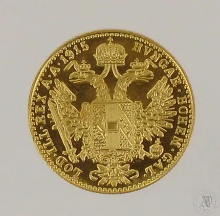 Kultaraha yksi Ducat vuodelta 1915, Itävalta, 986, paino 3,4g 