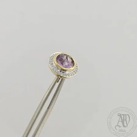 Ametistikorvakorut timanteilla 62xn.0.005ct, toisessa ametistissa lohkeama, Ø 11,7 mm, 585br, paino 4,2g