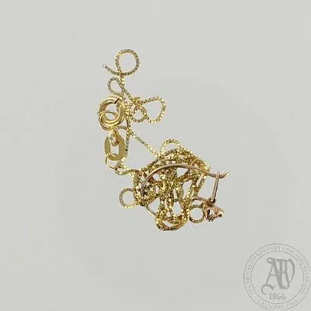 Viallinen kaulaketju ja pariton timantti korvakoru 1xn.0.01ct, 585, paino 1,3g