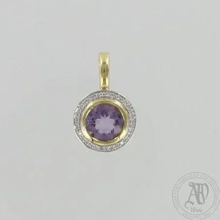 Ametistiriipus timanteilla 34xn.0.005ct, Ø 15mm, 585br, paino 4,1g