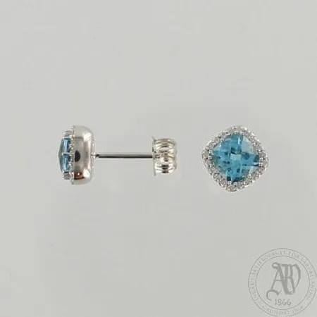 Topaasikorvakorut timanteilla 40xn.0.005ct, koko 8x8mm, 585br valkokulta, paino 2,5g
