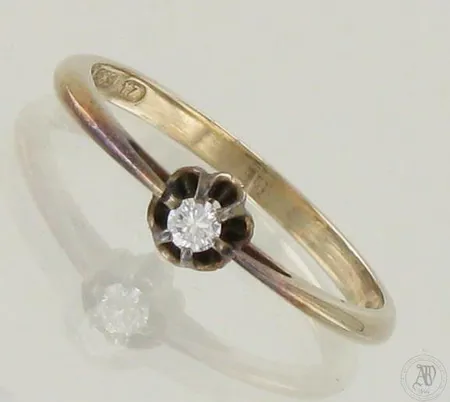 Timanttisormus 1xn.0.05ct, koko 16, 585, paino 1,3g