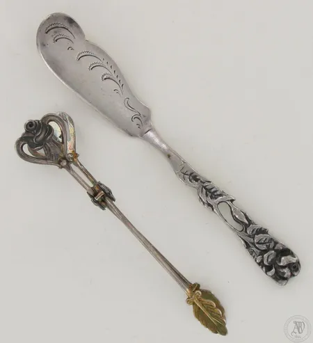 Sokeripihdit ja tarjoiluveitsi, Ruusu, 95-120mm, 813, paino 33,2g