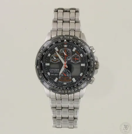 Teräsrannekello Citizen Eco-Driwe WR 200, Radio Controlled, U600-S049679, quartz:paristo loppunut, taulun Ø 47mm, rannekkeen pituus 190mm