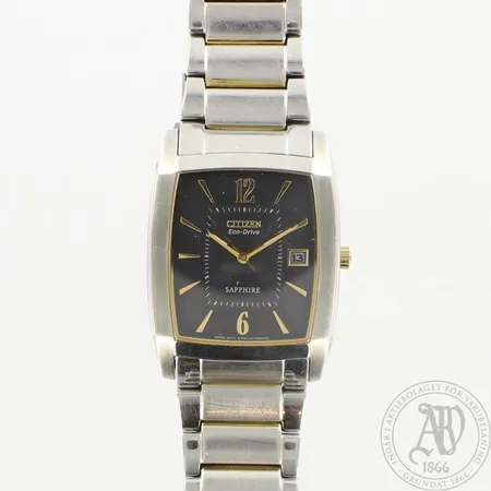 Teräsrannekello, Citizen eco drive sapphire, koko 33x43mm, rannekkeen pituus 185mm, 