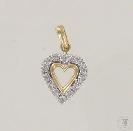 Timanttiriipus 14xn.0.005ct, korkeus 22mm, 585 valko- ja keltakulta, paino 1,8g