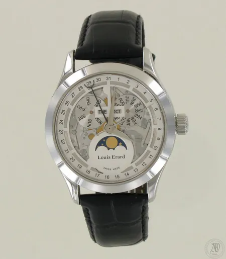 Teräsrannekello Louis Erard, automaatti ETA 2824, 93204AA01 1931, nahkarannekkeella, taulun Ø 40mm