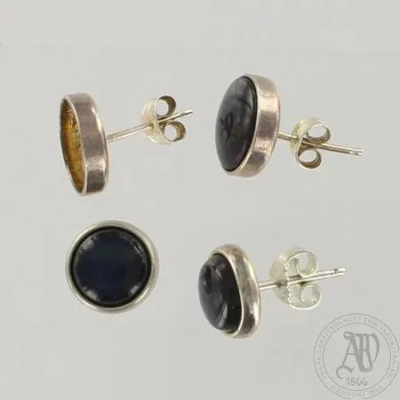 Spektroliittikorvakorut Kalevala Koru, Ø 10mm, spektroliittikorvakorut, toinen kivi tippunut, 925br, paino 5,6g 