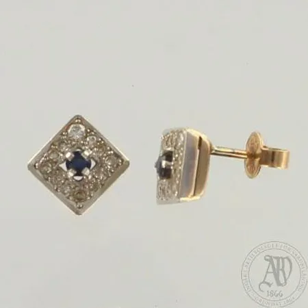 Timanttikorvakorut 2xn.0.03ct ja 22xn.0.005ct-0.01ct, korkeus 11mm, 750 kelta- ja valkokulta, paino 2,5g 