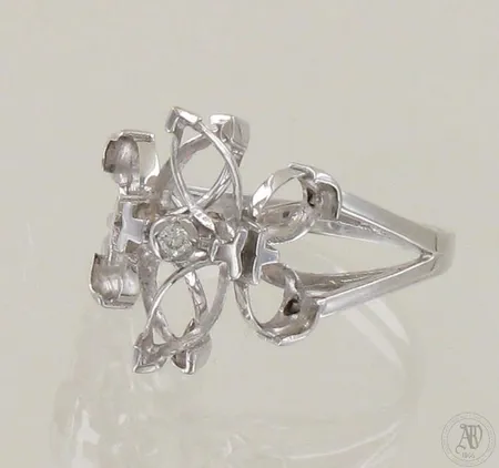Timanttisormus 2xn.0.03ct, koko 18, 585 valkokultaa, paino 4,1g