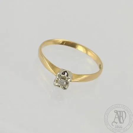 Timanttisormus 1xn.0.04ct, koko 18¾, 750, paino 2,3g