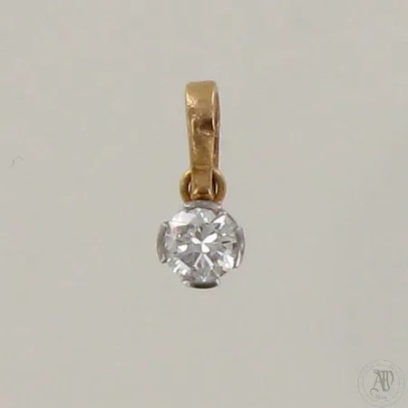 Timanttiriipus 1xn.0.27ct, korkeus 11mm, 750 valko- ja keltakulta, paino 0,5g