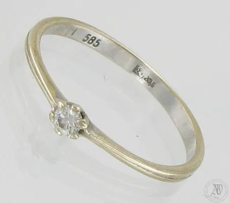 Timanttisormus 1xn.0.08ct, koko 17¼, 585 valkokulta, paino 1,1g