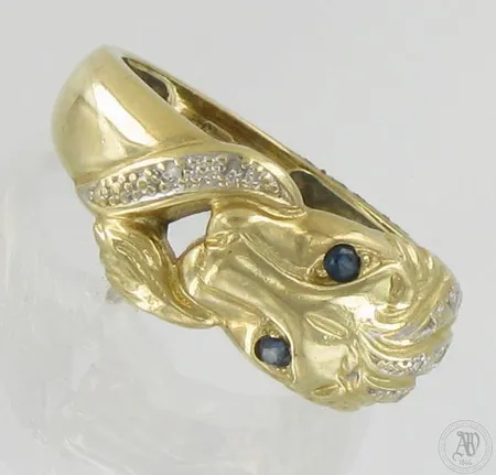 Sinisafiirisormus timanteilla 6xn.0.005ct, koko 17¼, 585br, paino 3,5g
