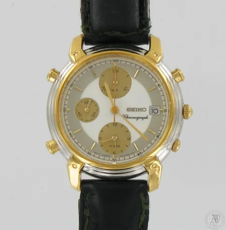 Teräsrannekello Seiko Chronograph, kaiverrettu, 7T32-F070, 610387, quartz, taulun Ø 35mm
