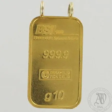 Kultalaatta riipus, korkeus 37mm, 999/585, paino 10,3g