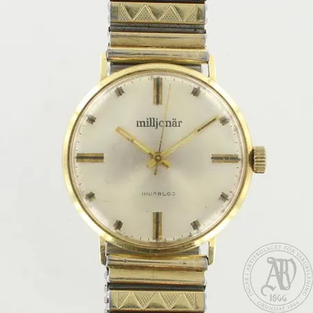 Kultarannekello, Milljonär, käytön jälkiä, Ø 33mm, mekaaninen, 585br, paino 59,1g