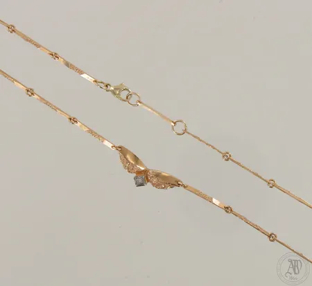 Timanttikaulakoru 1xn.0.01ct, pituus 41cm, 585, paino 6,0g