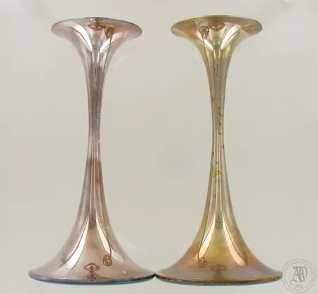 Kaksi kynttilänjalkaa, Trumpetti, Tapio Wirkkala, korkeus 180mm, 830br, paino 458,1g