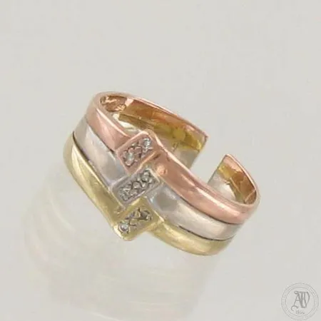 Timanttisormus 6xn.0.005ct, koko muunneltavissa, 585 kelta- valko ja punakulta, paino 3,8g 