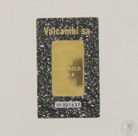 Kultaharkko, Valcambi sa, AA 001637, 999,9, paino 50g 