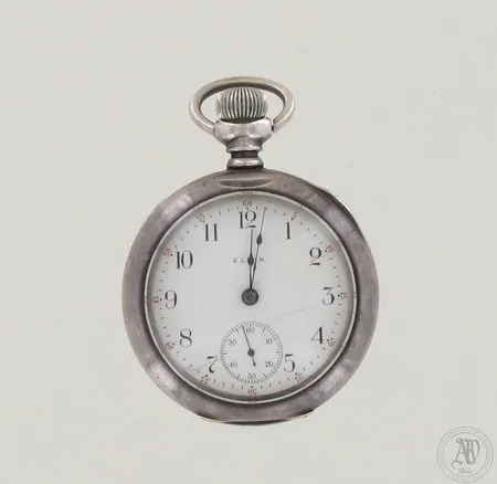 Hopeinen taskukello Elgin Watch Co, 17-kivinen, koneiston numerosarja 12656502, koneisto tarvitsee huollon, 925br, paino 175,5g 