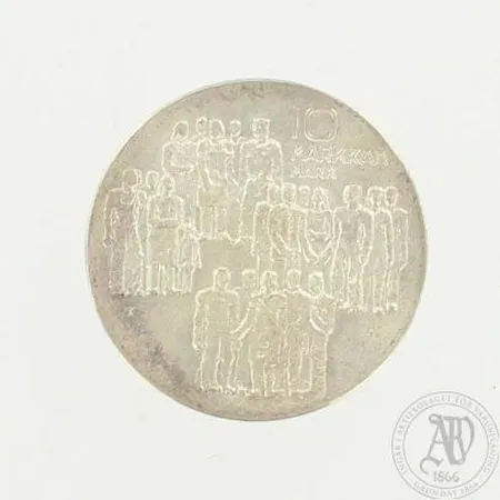 Juhlaraha 10 markkaa, 1917-1977, 500, paino 21,5g .