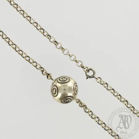 Kaulakoru Kalevala Koru, Halikon käätykorut, vuodelta 1999, ketjun pituus 42cm, riipuksen Ø 18mm, 925, paino 15,3g 