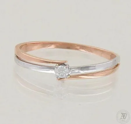 Timanttisormus 1xn.0.05ct, koko 18½, 585 puna-ja valkokulta, paino 1,5g 